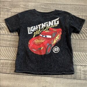 Disney Black Tee with Red Lightning McQueen Graphic